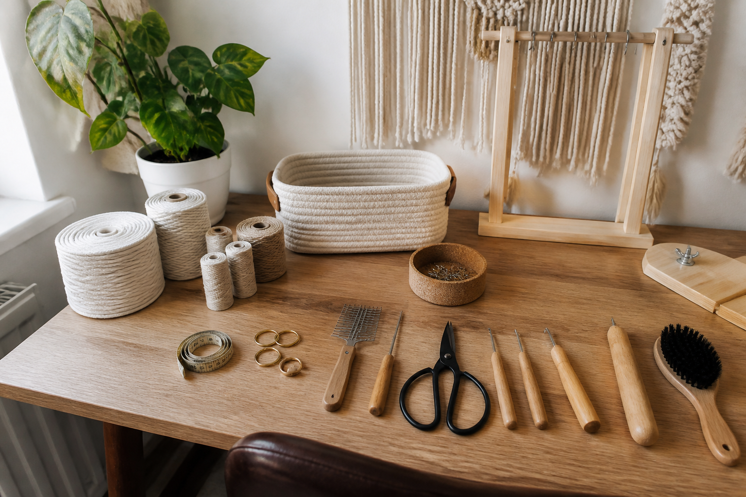 Macramé gereedschap werkruimte